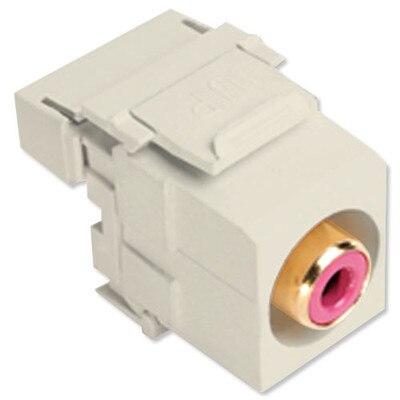 Leviton QuickPort RCA to 110 Snap-In Connector, Red Insert, Light Almond